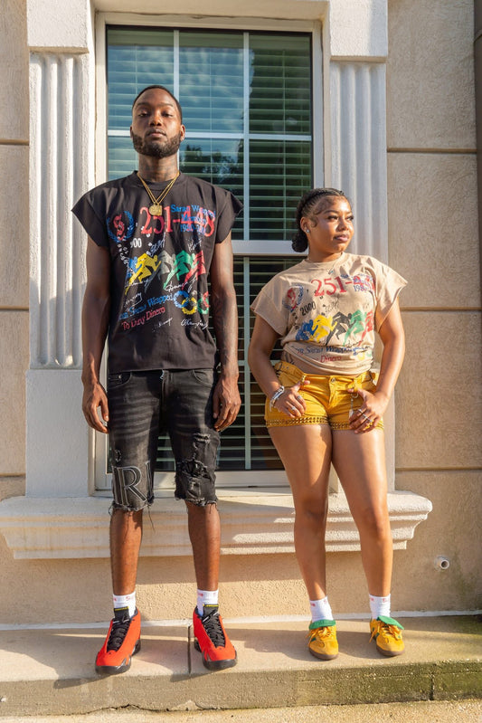 Saran 3/4 Cut-Off Tee Black