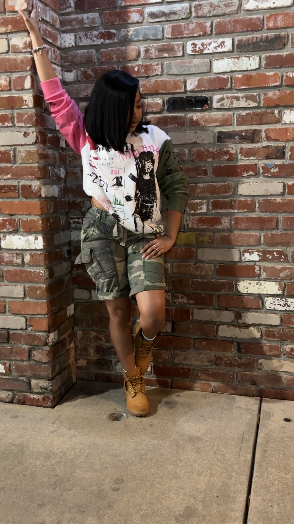 Saran Wrapped Thermal White Pink Green