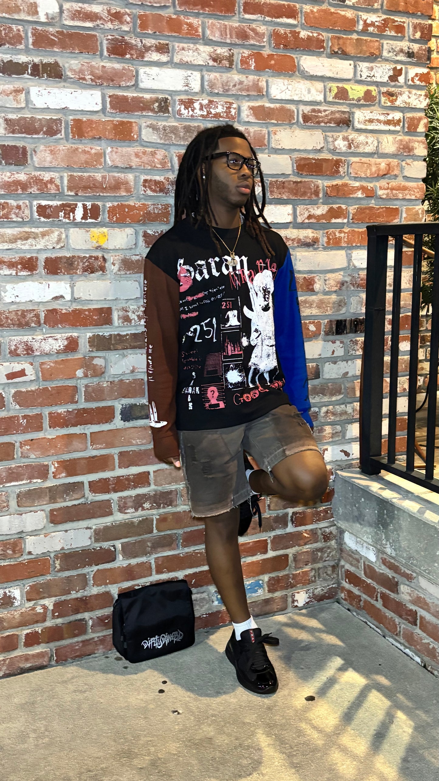 Saran Wrapped Thermal Black Brown Blue