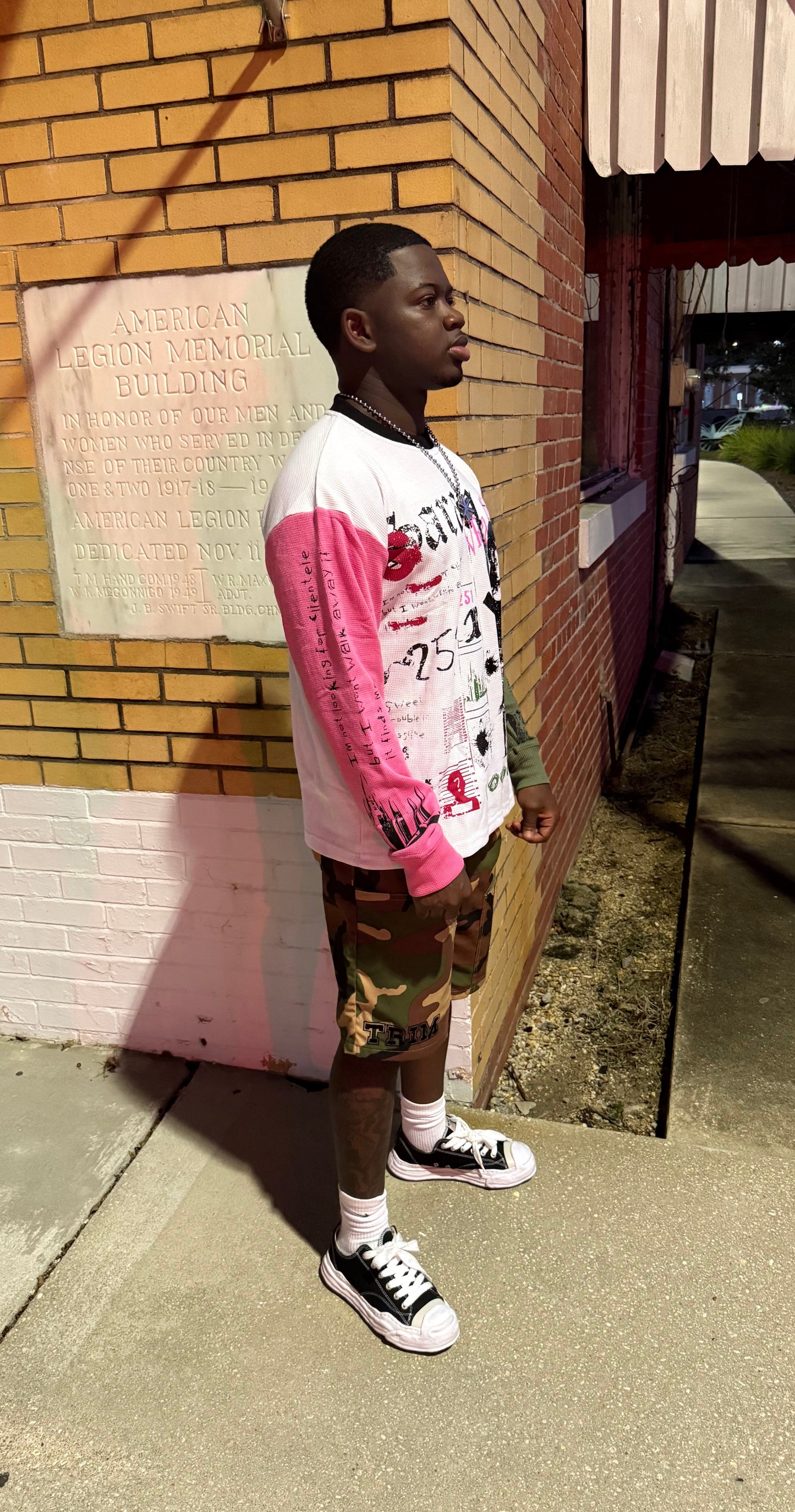 Saran Wrapped Thermal White Pink Green